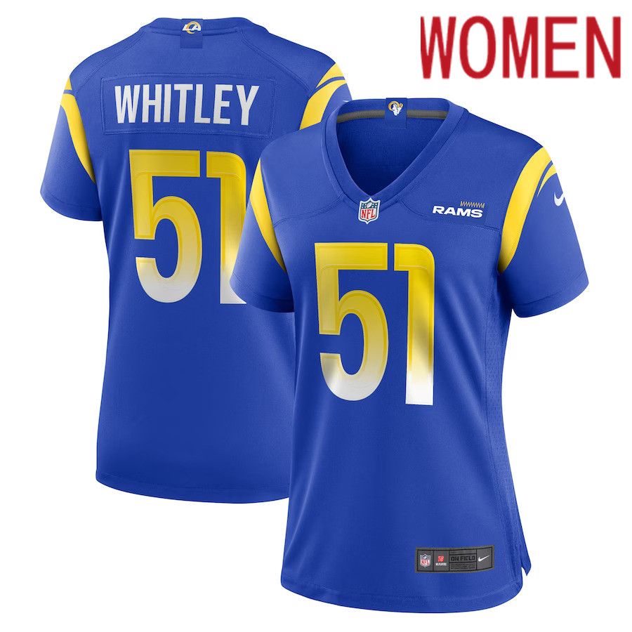Women Los Angeles Rams 51 Benton Whitley Nike Royal Game Player NFL Jersey